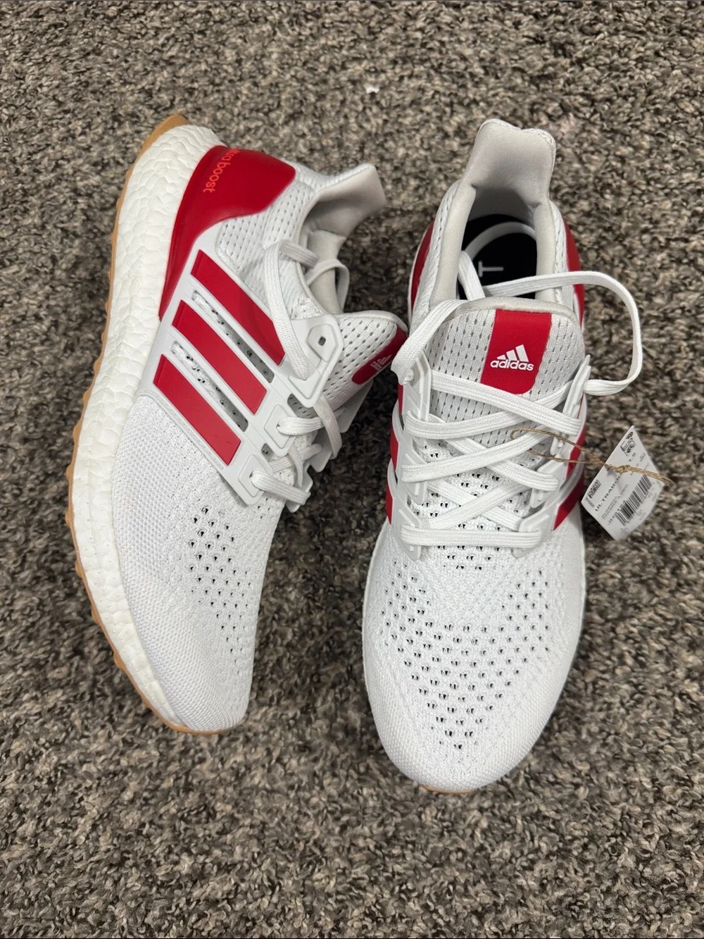 adidas Kids White Sneakers with Red Stripes